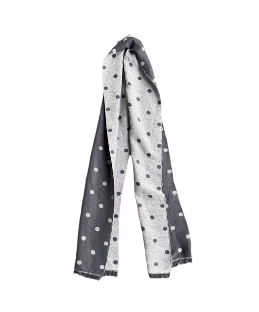 Soft two toned grey polka dot scarf