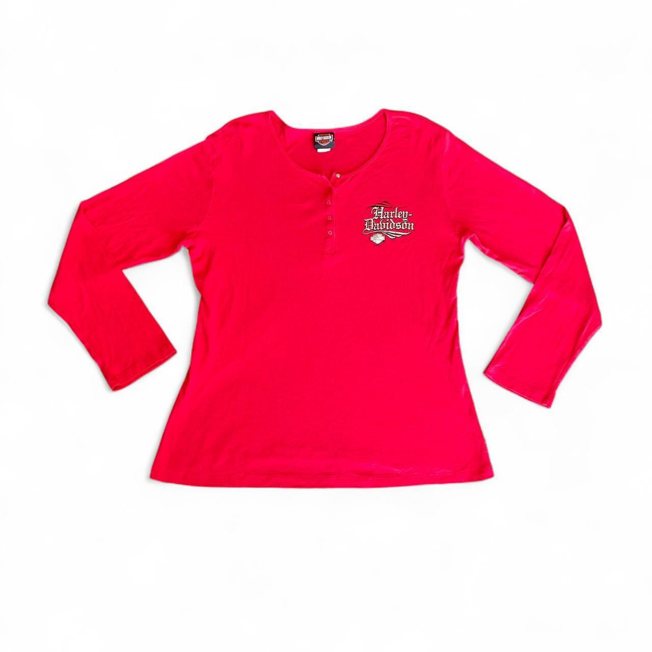 Vintage Red Harley Davidson Henley Longsleeve ❤️