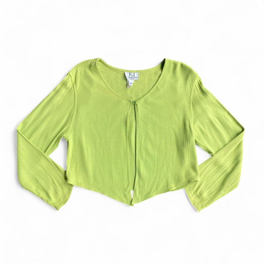 Vintage 90s lime green rayon split front top
