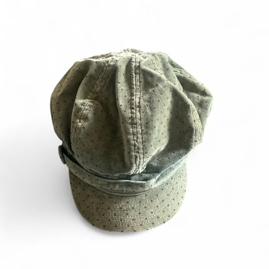 Amazing Olive green velvet polka dot baker boy cap