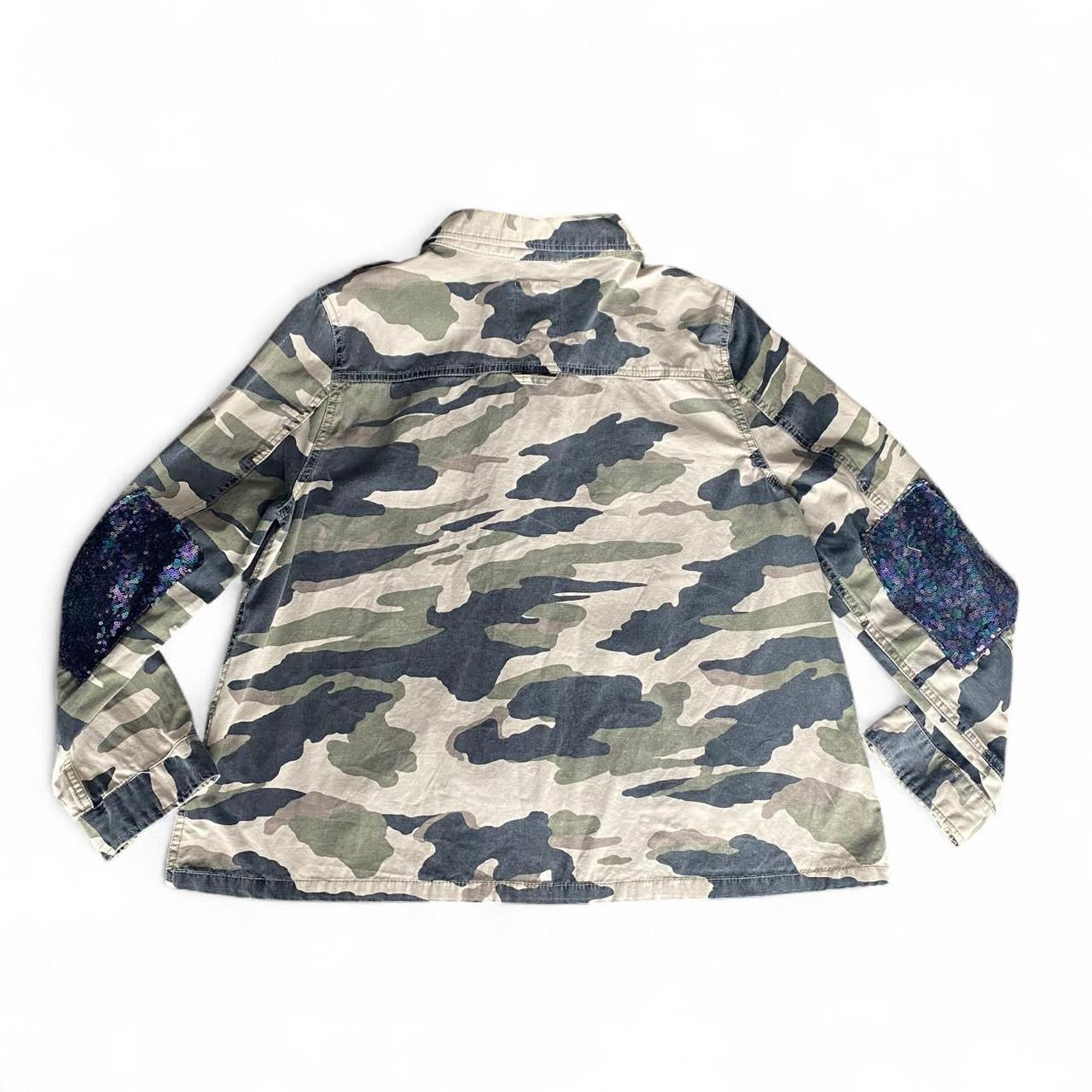 Camo cargo jacket with sequin patches!