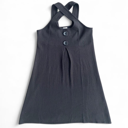 Y2K Top Girl black knit button mini dress
