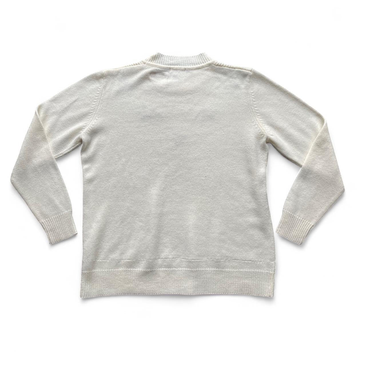 Beautiful Cream vintage 90s embroidered floral sweater knit