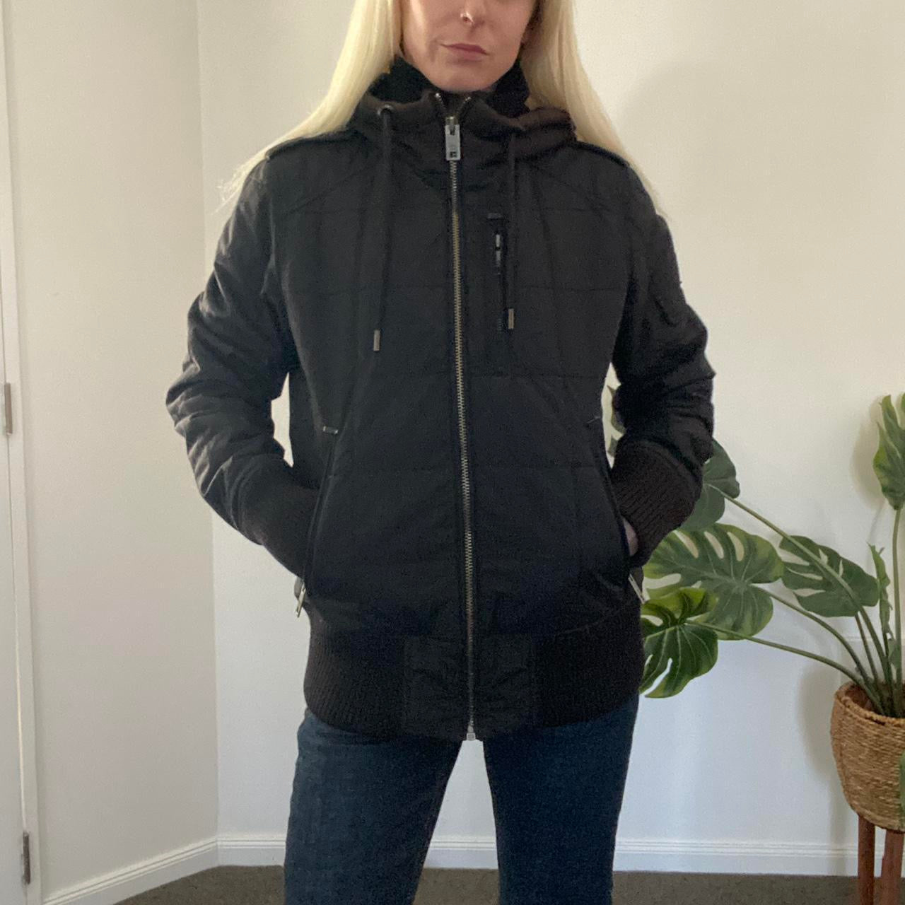 Y2K layered zip up hooded puffer jacket