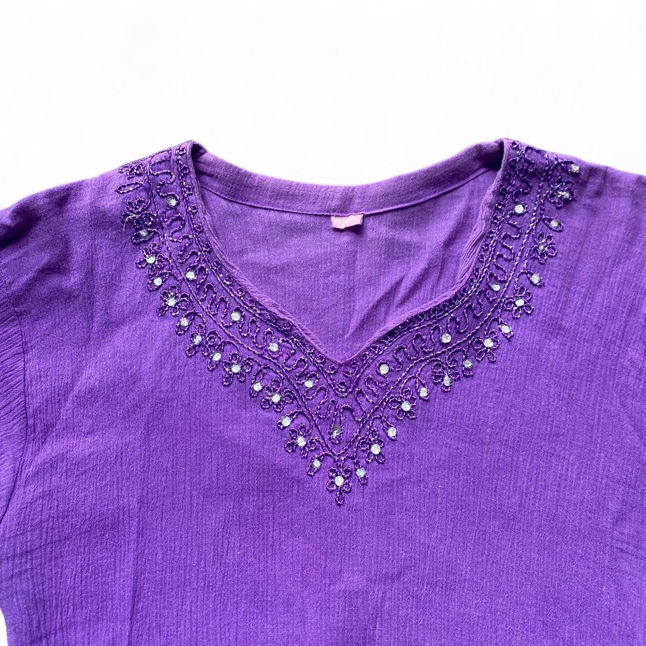 Cute Purple beaded long sleeve top