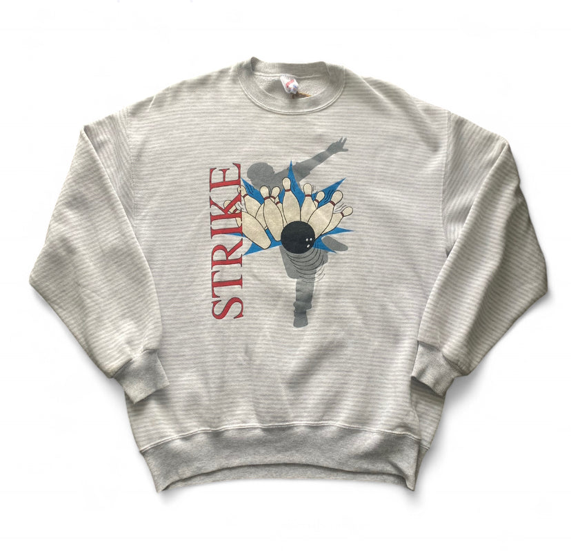 Vintage 80s Grey Strike Bowling Sweatshirt