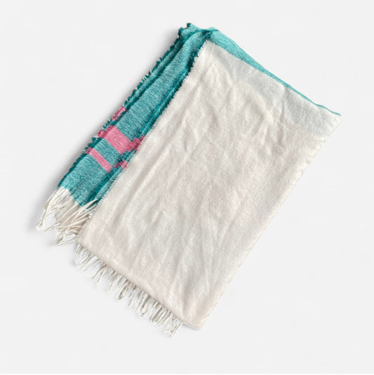 Soft green and pink striped chunky scarf!