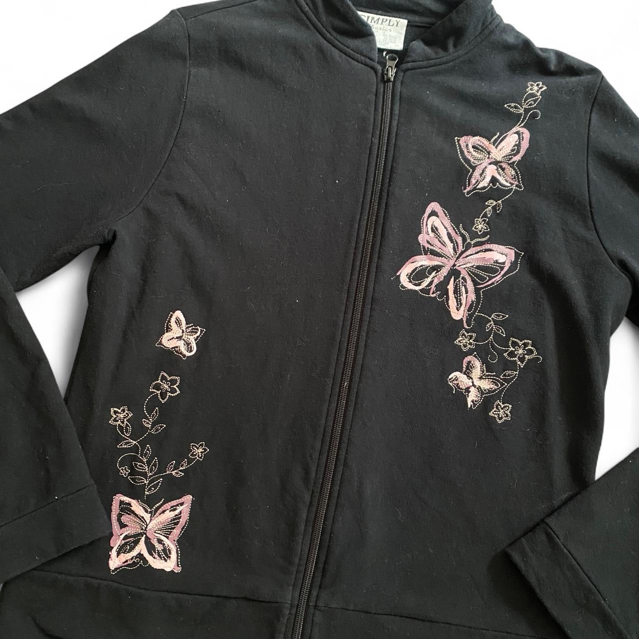 Y2K black and pink Butterfly zip up jacket
