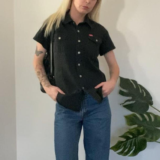 Black Denim Button Up Shirt