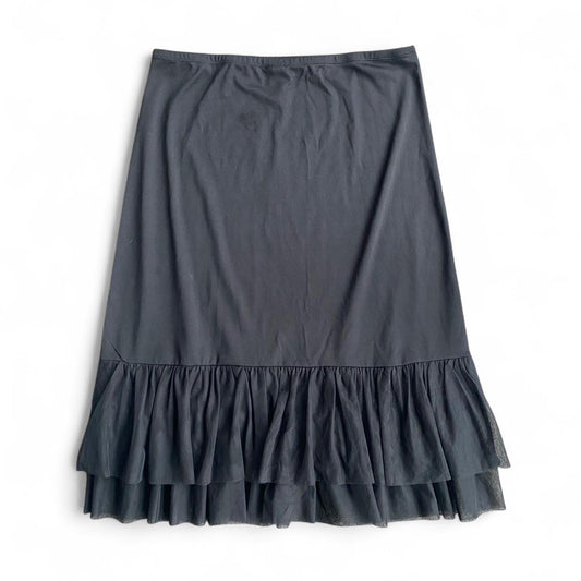 Vintage 90s Black maxi tulle ruffle skirt