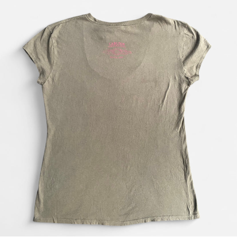 Vintage Y2K Harley Davidson army girl pink and Khaki tee!