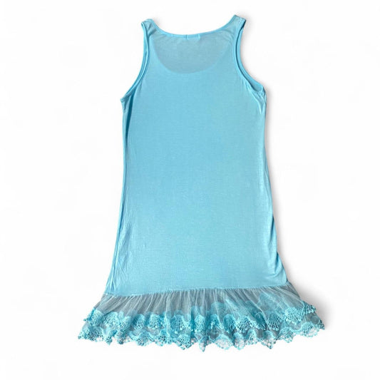 Baby Blue lace trim cotton mini dress