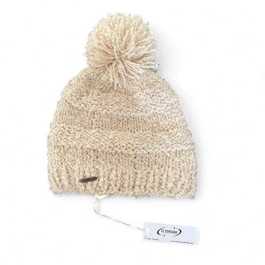 Y2K cream knit Billabong Pom Pom Beanie