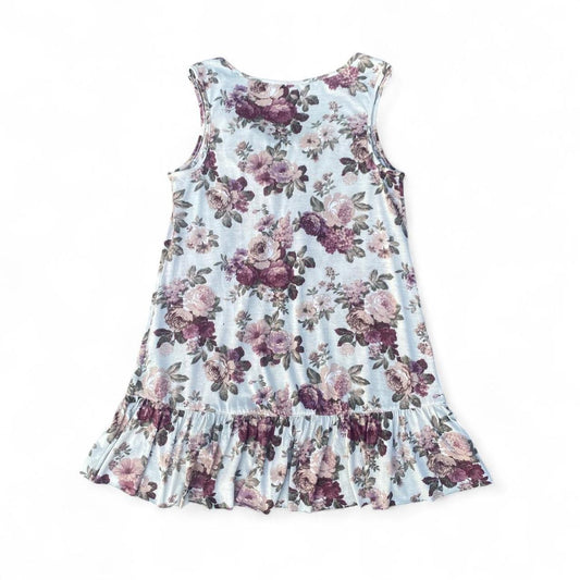 Vintage style rose print ruffle mini dress