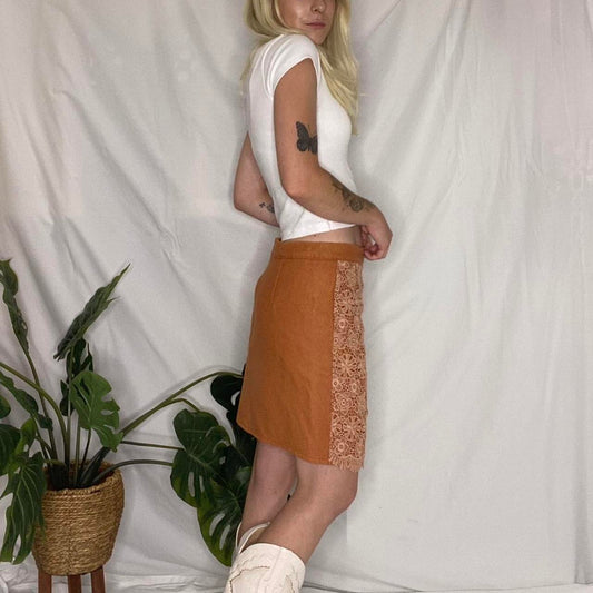 Cute Orange boho crochet mini skirt