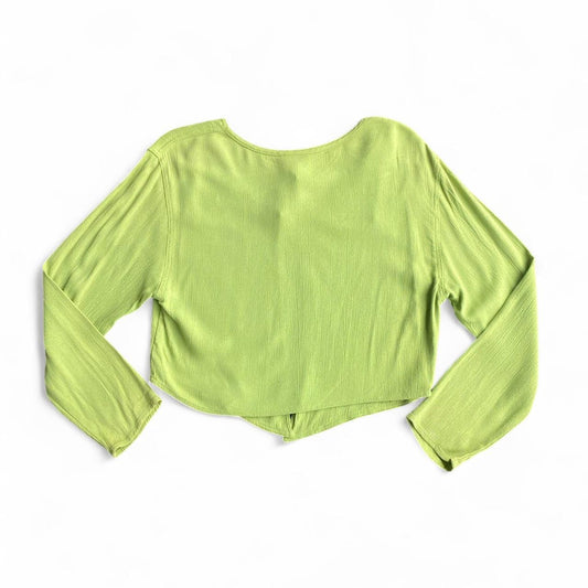 Vintage 90s lime green rayon split front top