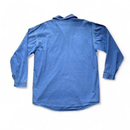 Blue denim style western button-up shirt