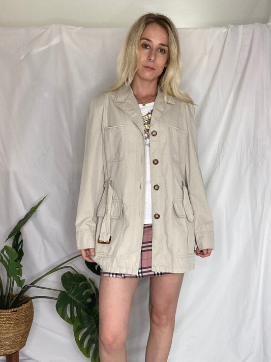 Vintage 90s cream coat with belt detail