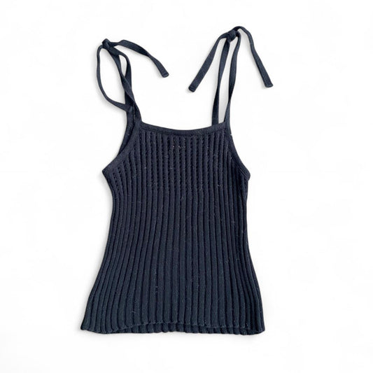 90's Vintage black knit tie up top