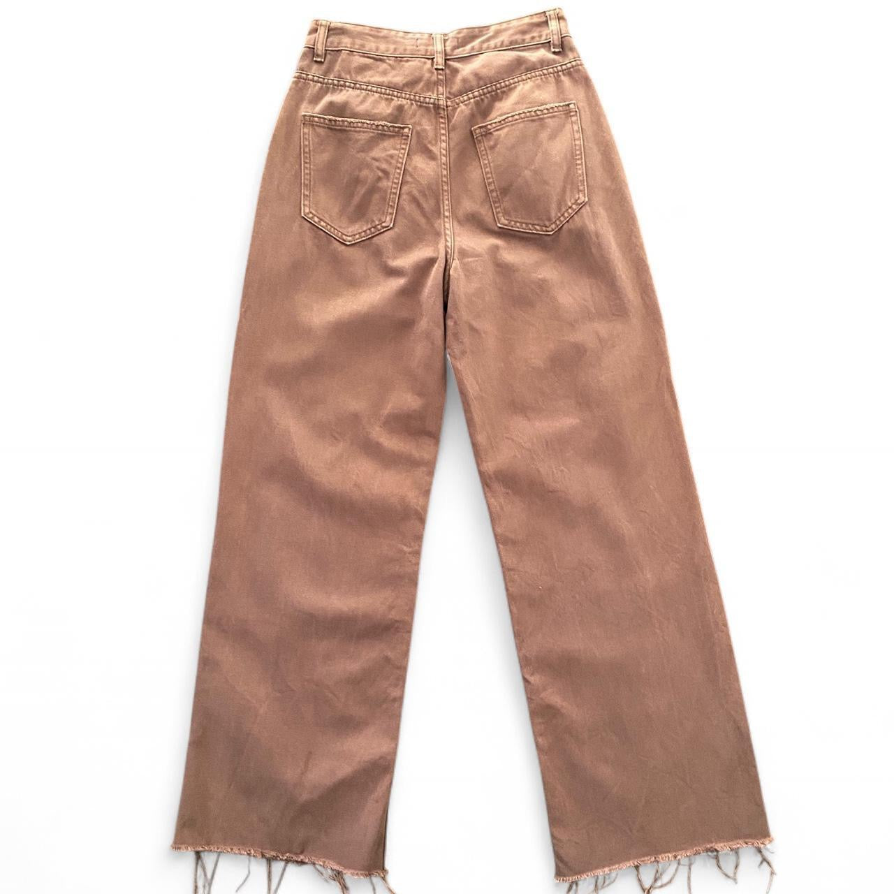 Brown high-waisted straight leg jeans