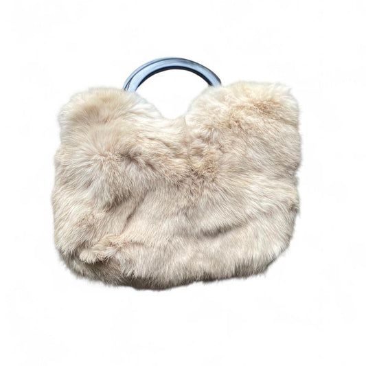 Y2K style Cream fur mini handbag