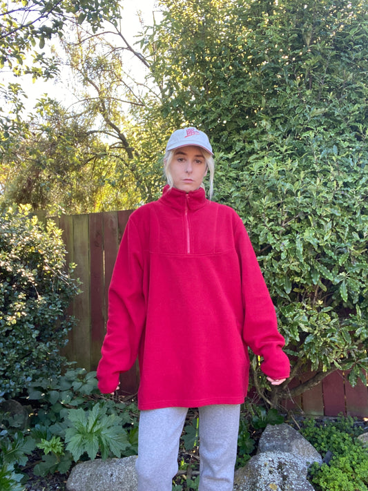 Vintage Red Half Zip Fleece Jumper