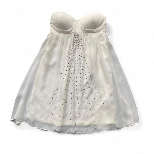 Cutest Y2K white strapless studded babydoll dress