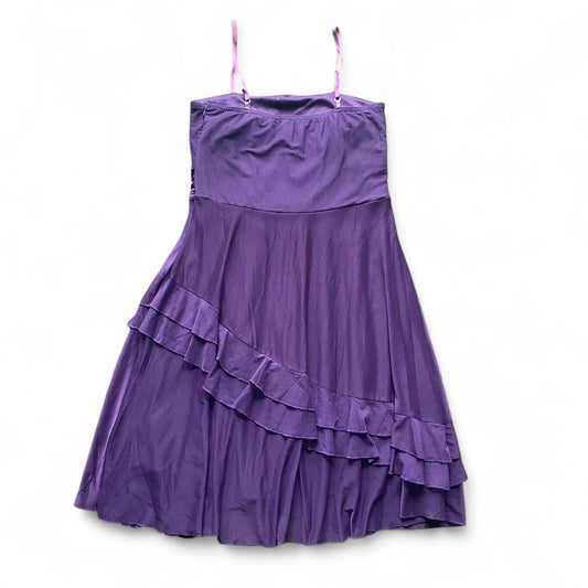Gorgeous 90s Purple Donna Bella midi dress with cute ruffle details