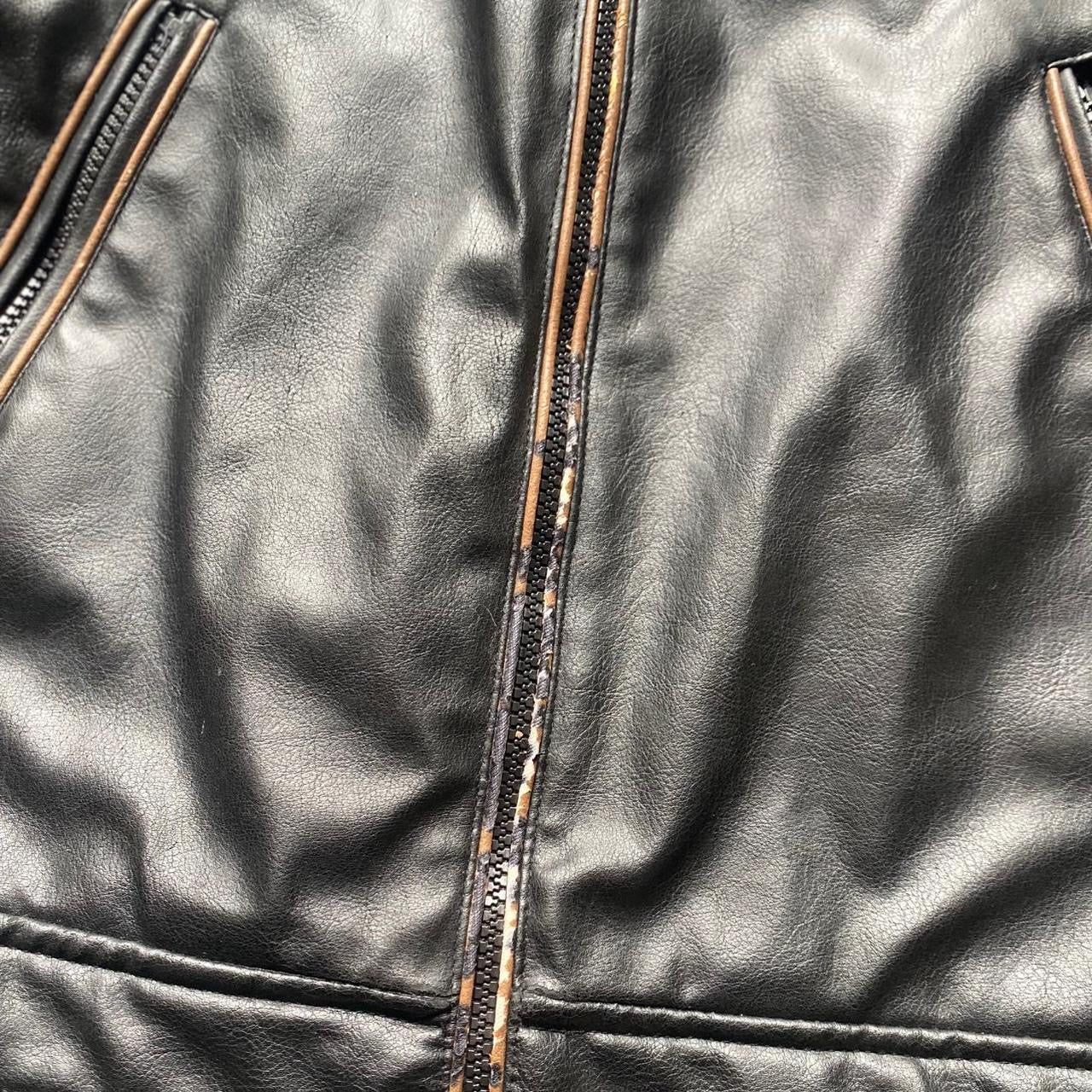 Y2K Black leather style biker bomber jacket