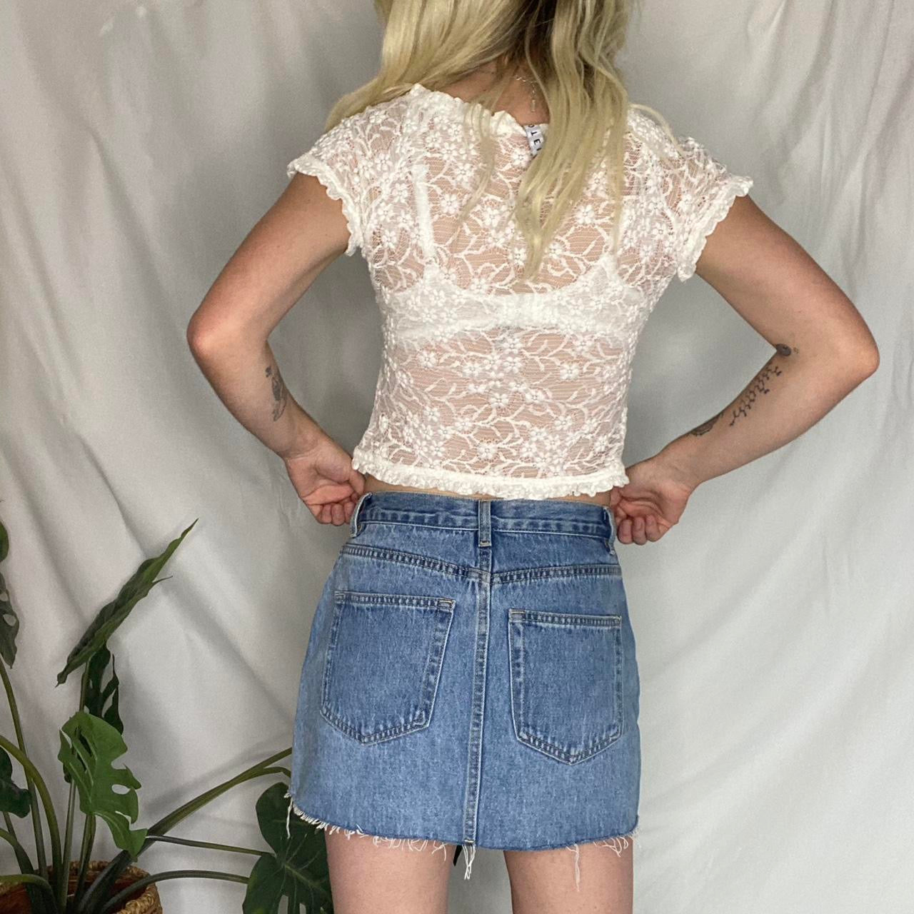 Cute Cream Motel lace top with ruffle details