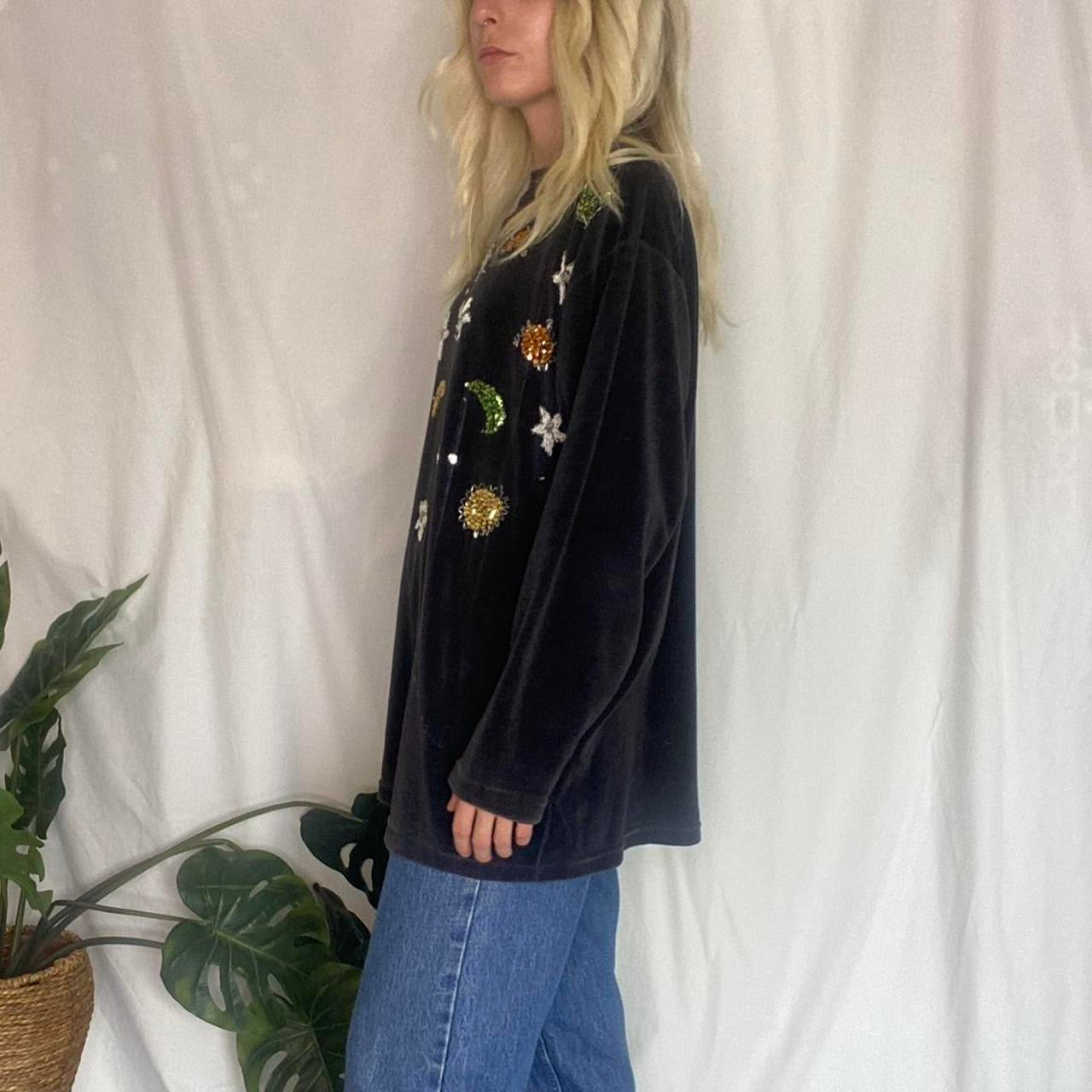 Sick Vintage Velvet embroidered Longsleeve Top