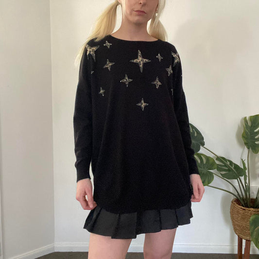 Cute Y2K cheetah print sparkle knit jumper