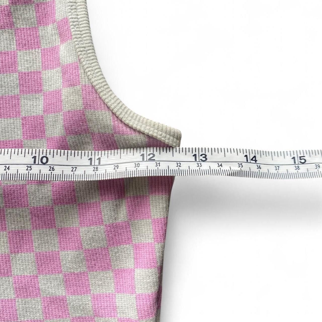 Pink and grey Afends checkered tank top