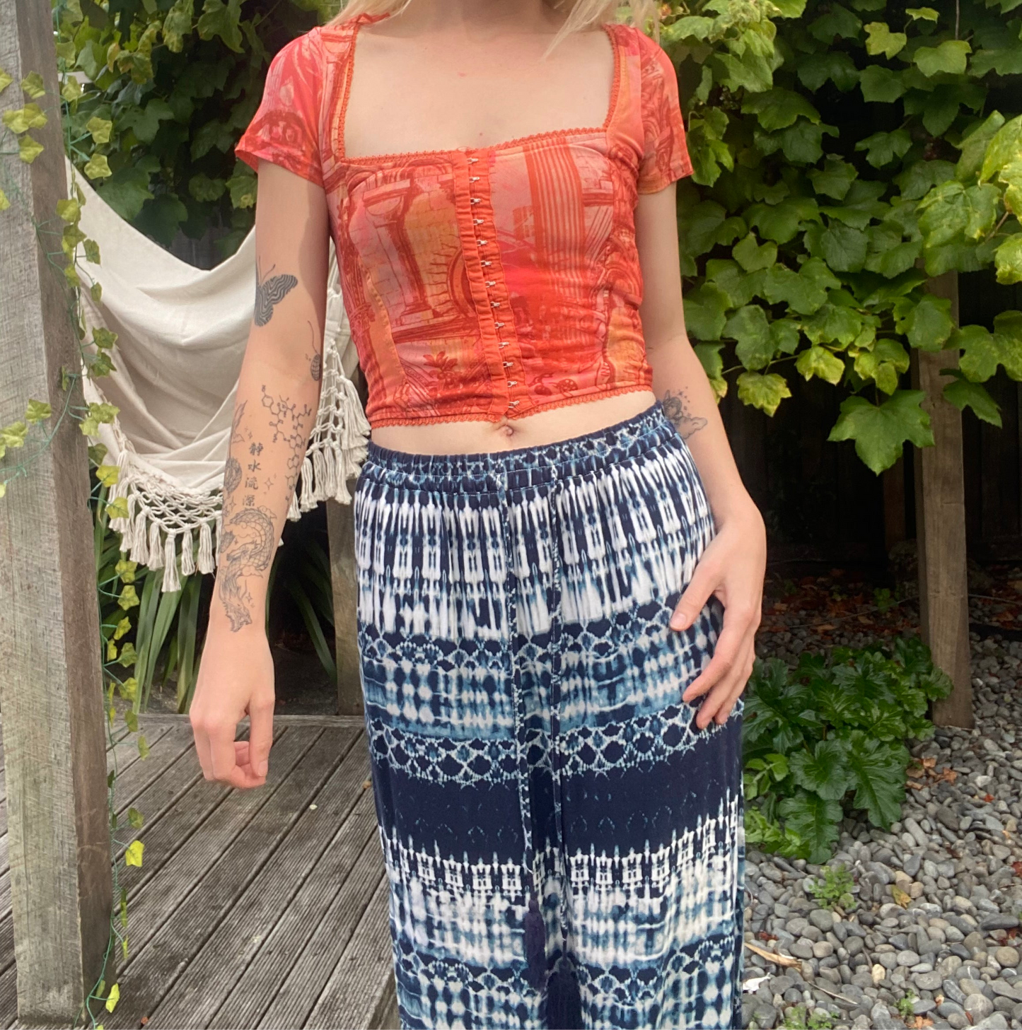 Cute Orange mesh corset top