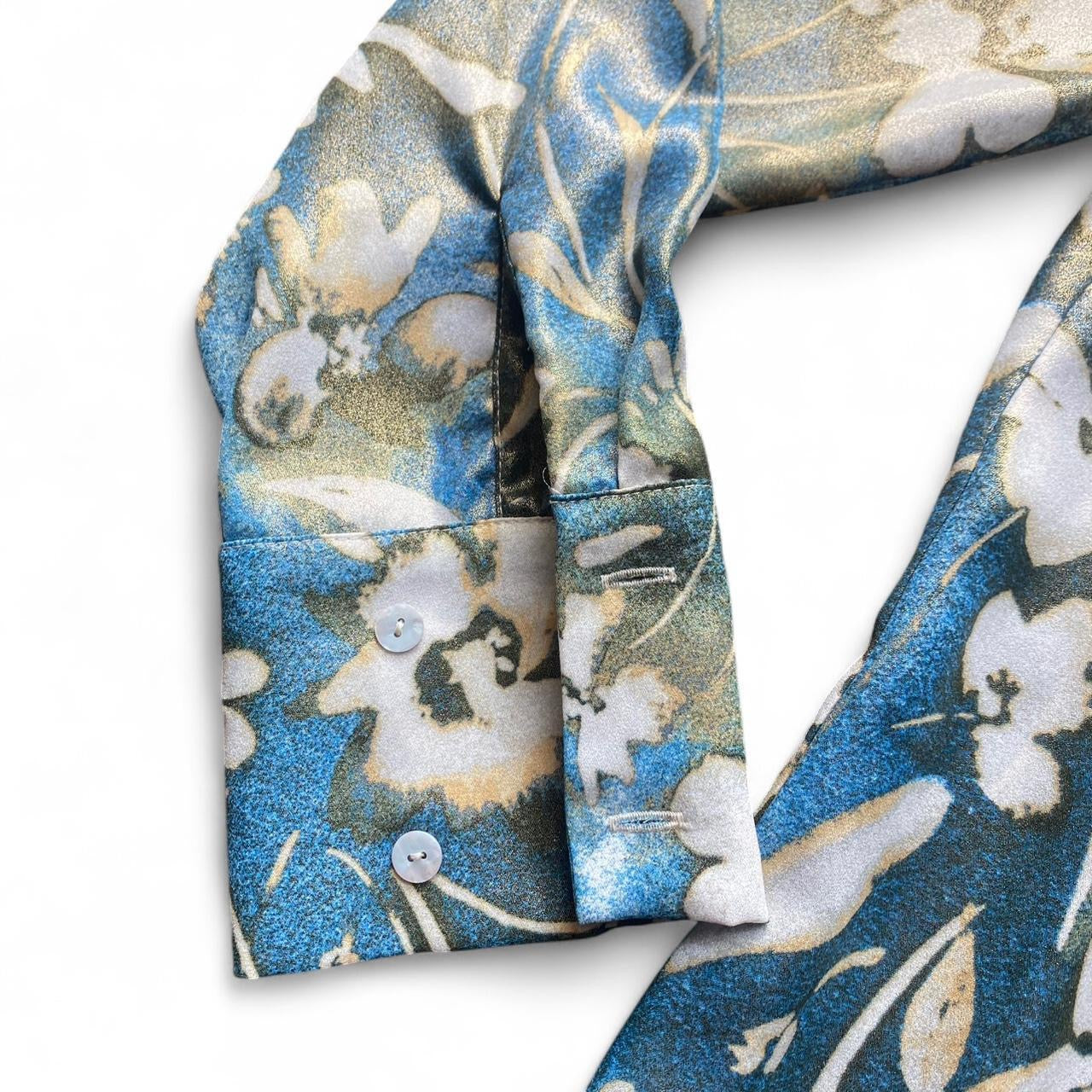 Blue & Gold Textured floral shirt