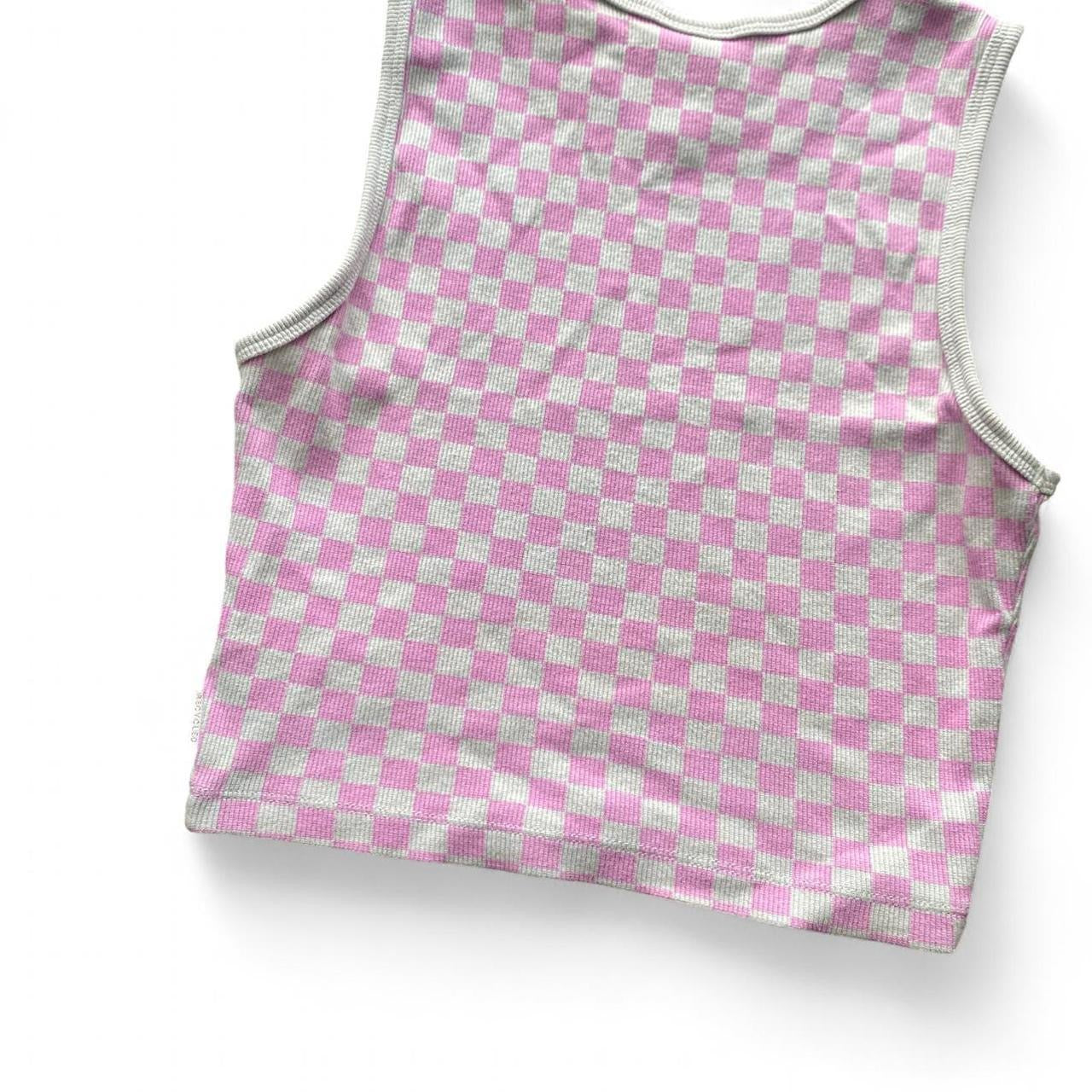 Pink and grey Afends checkered tank top
