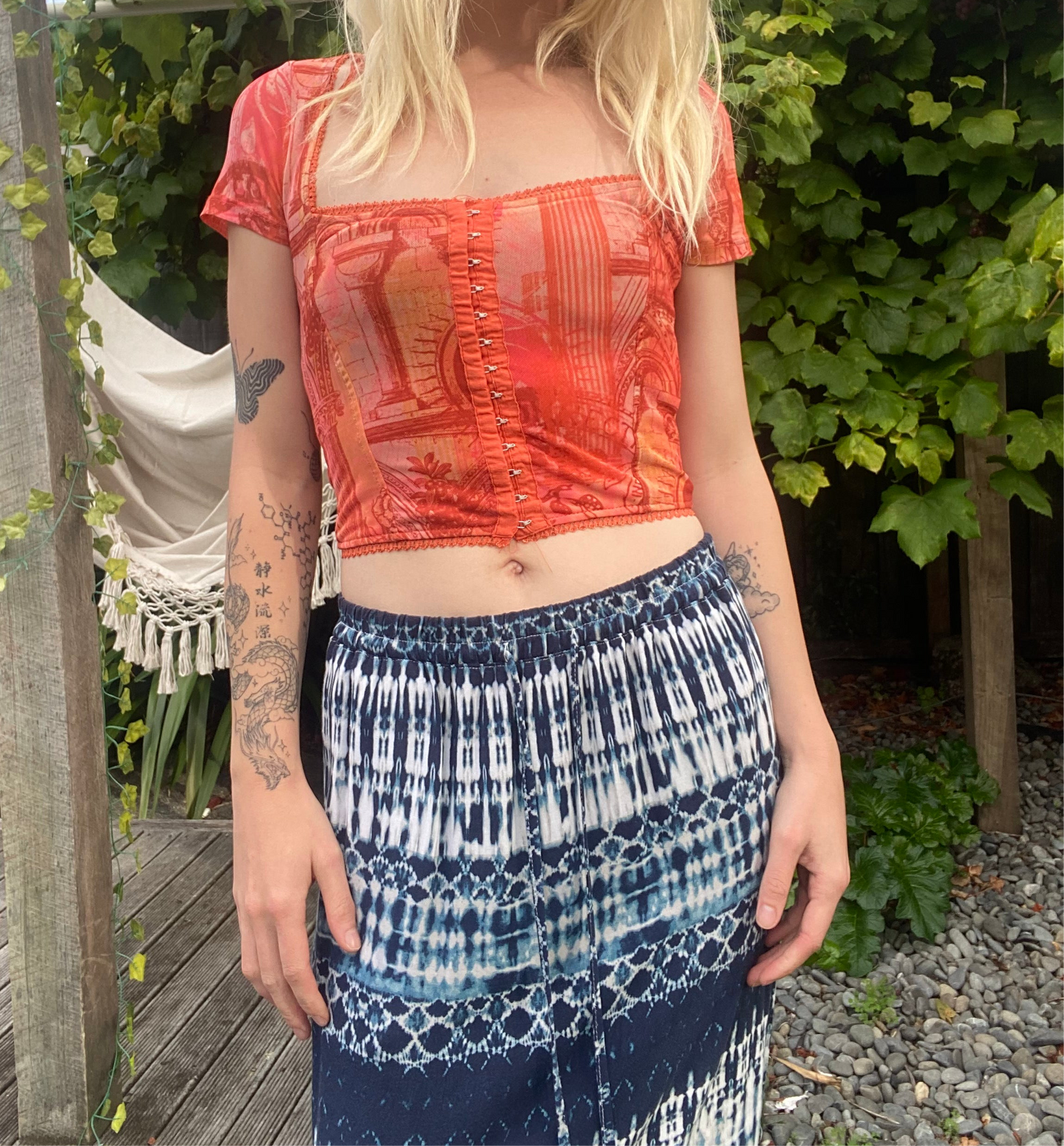 Cute Orange mesh corset top
