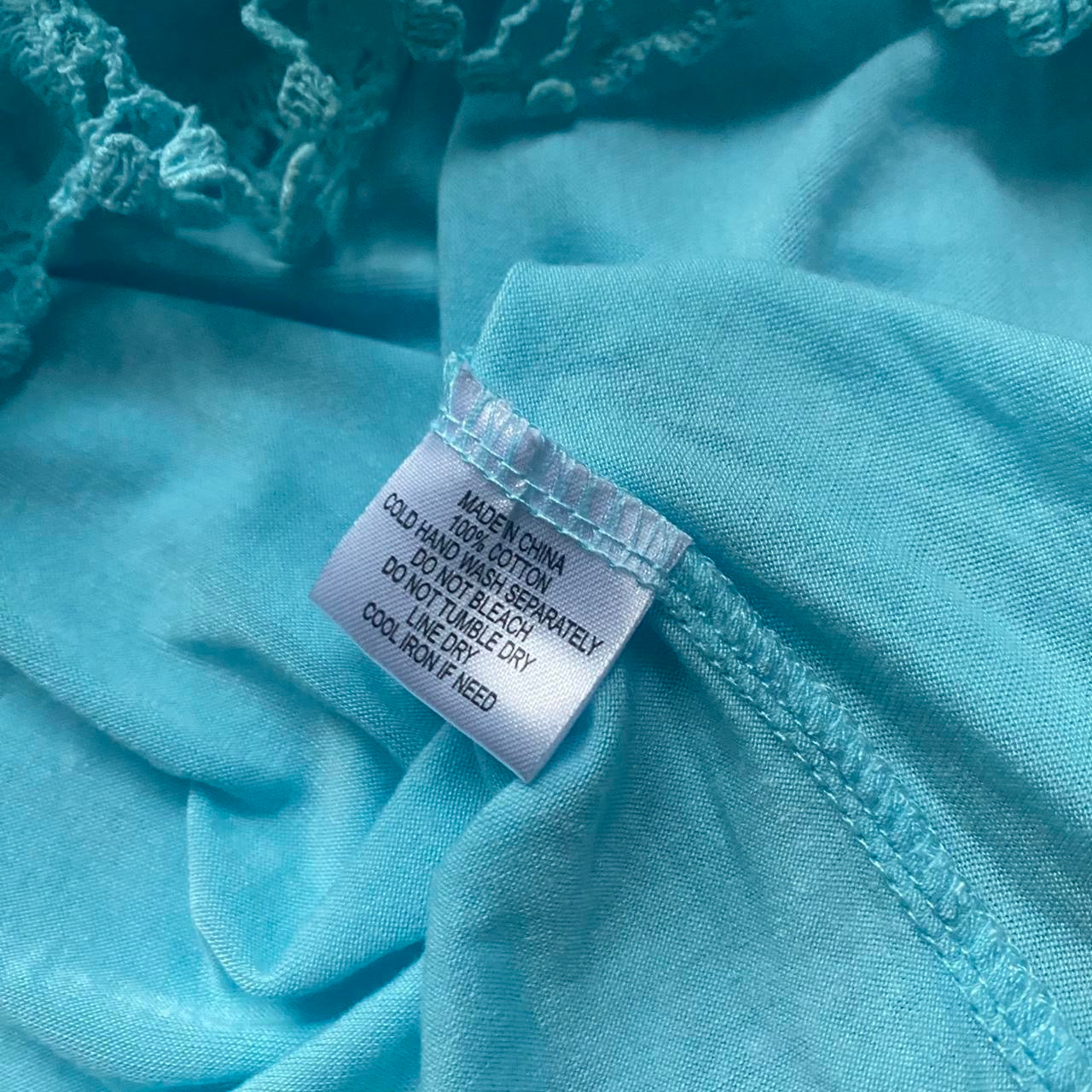 Baby Blue lace trim cotton mini dress