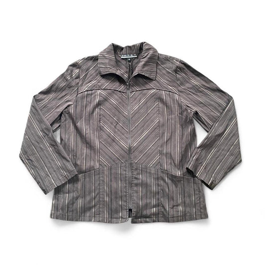 Brown pinstripe vintage zip up Jacket