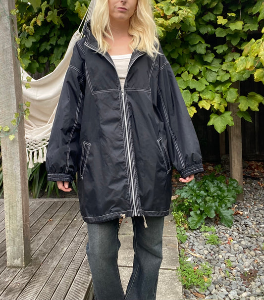 Vintage black nylon windbreaker jacket