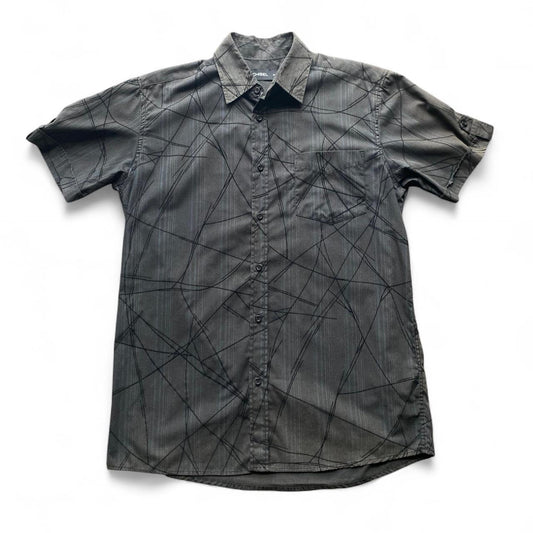 Y2K dark grey pinstripe button up shirt