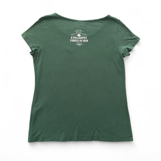Vintage Harley Davidson green and white tee