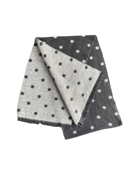 Soft two toned grey polka dot scarf