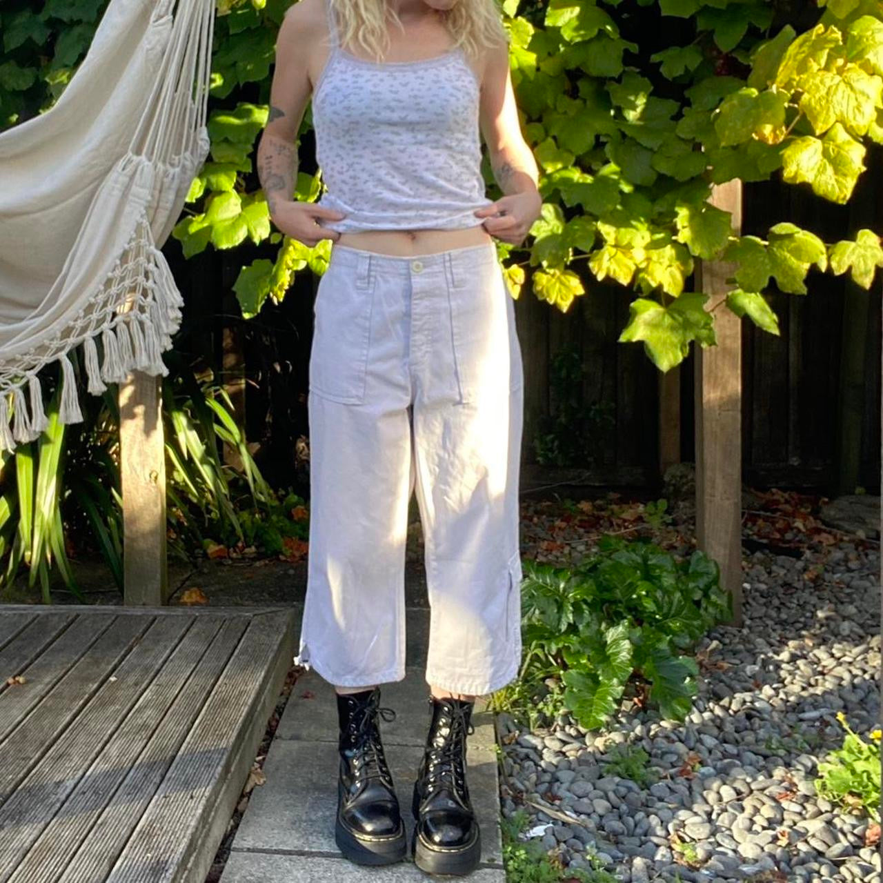 00s Cream cargo 3/4 pants