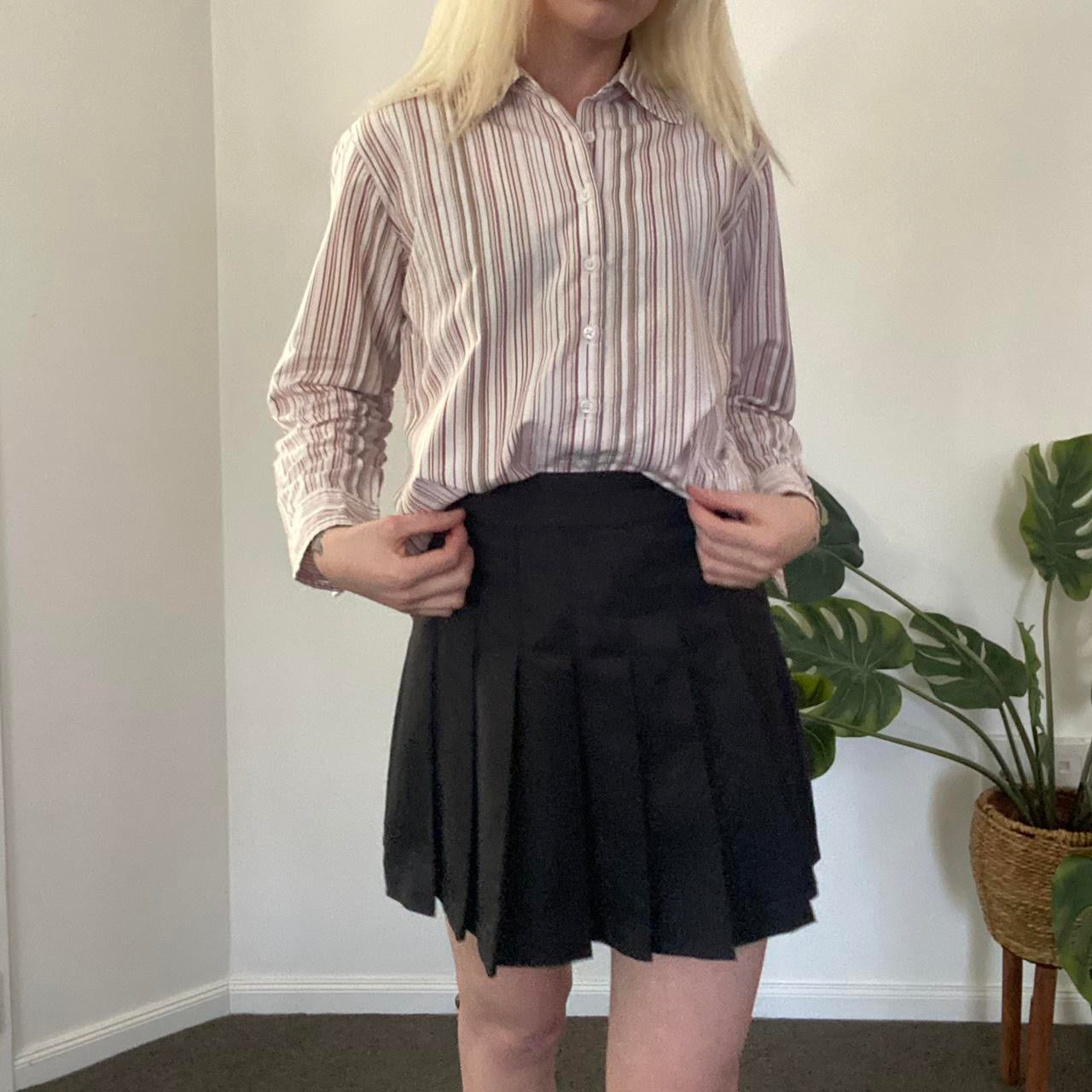 Y2K brown and red striped button up shirt