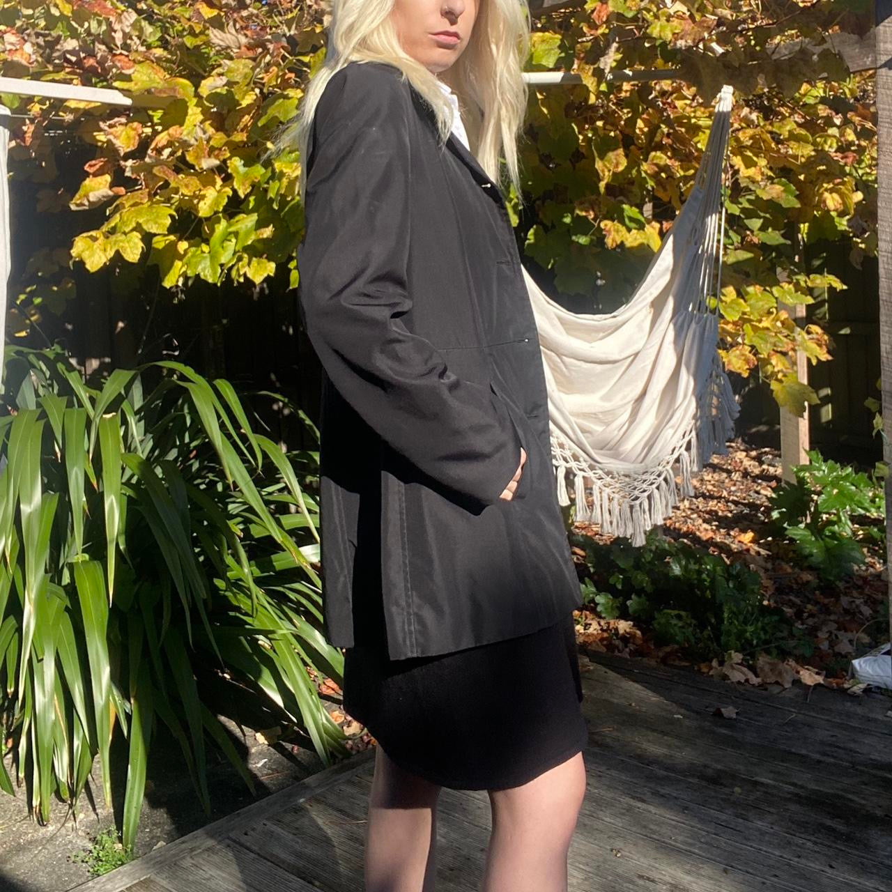 Vintage Black 90s long sleeve button up coat