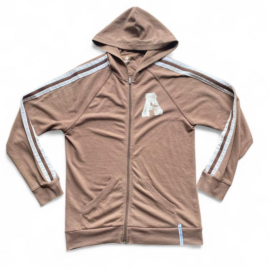 Y2K brown striped sport zip up jacket