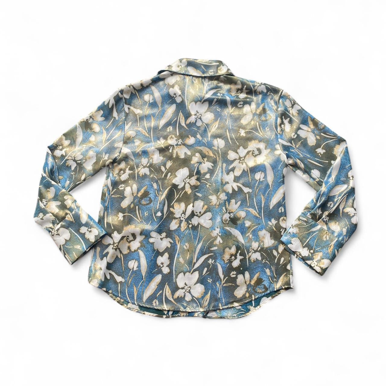 Blue & Gold Textured floral shirt