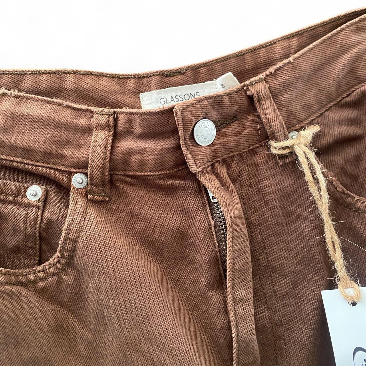 Brown high-waisted straight leg jeans
