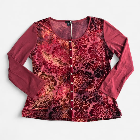 Vintage Burgundy velvet button-up top